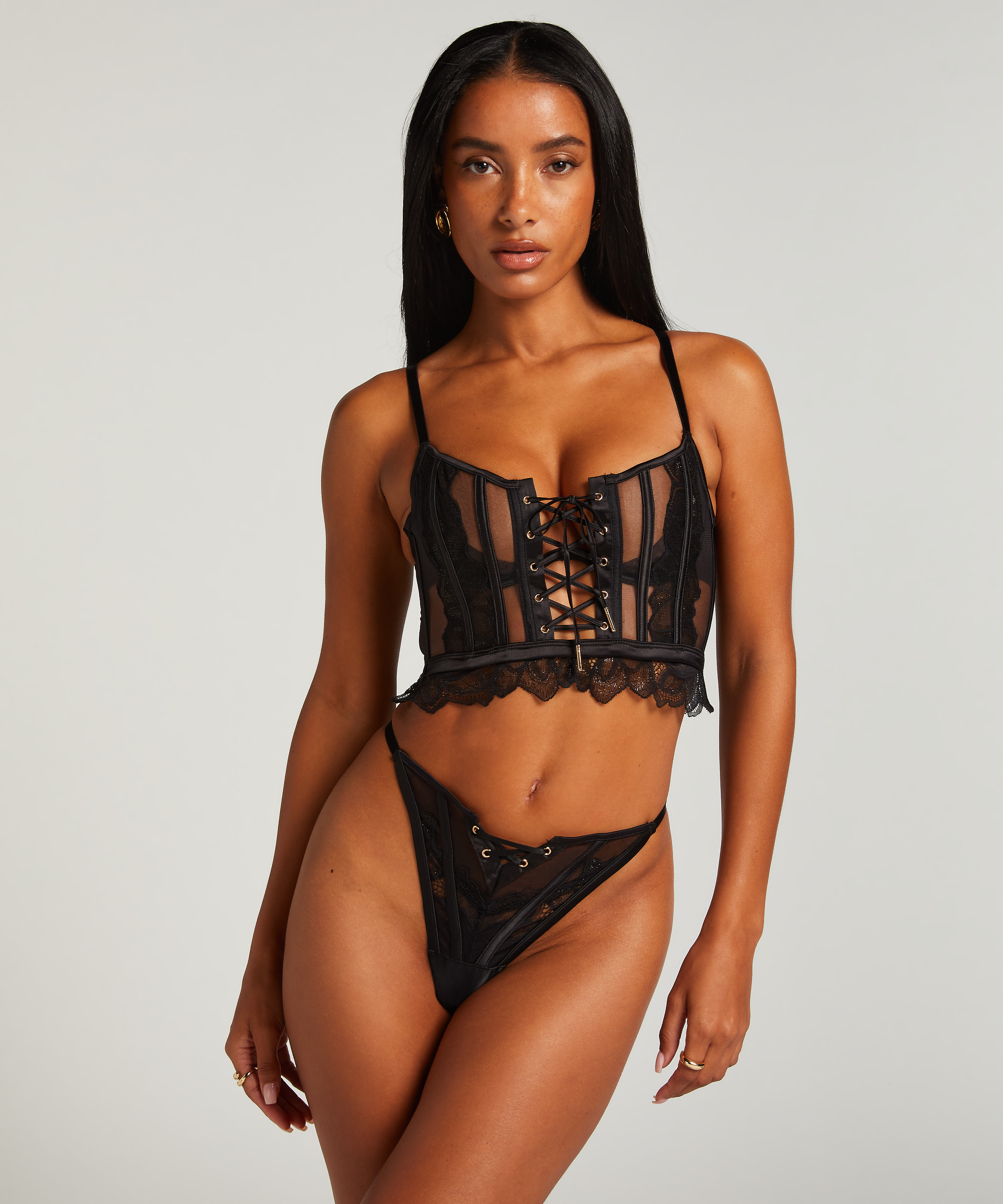 Cierra Non-Padded Underwired Longline Bra, Black, main