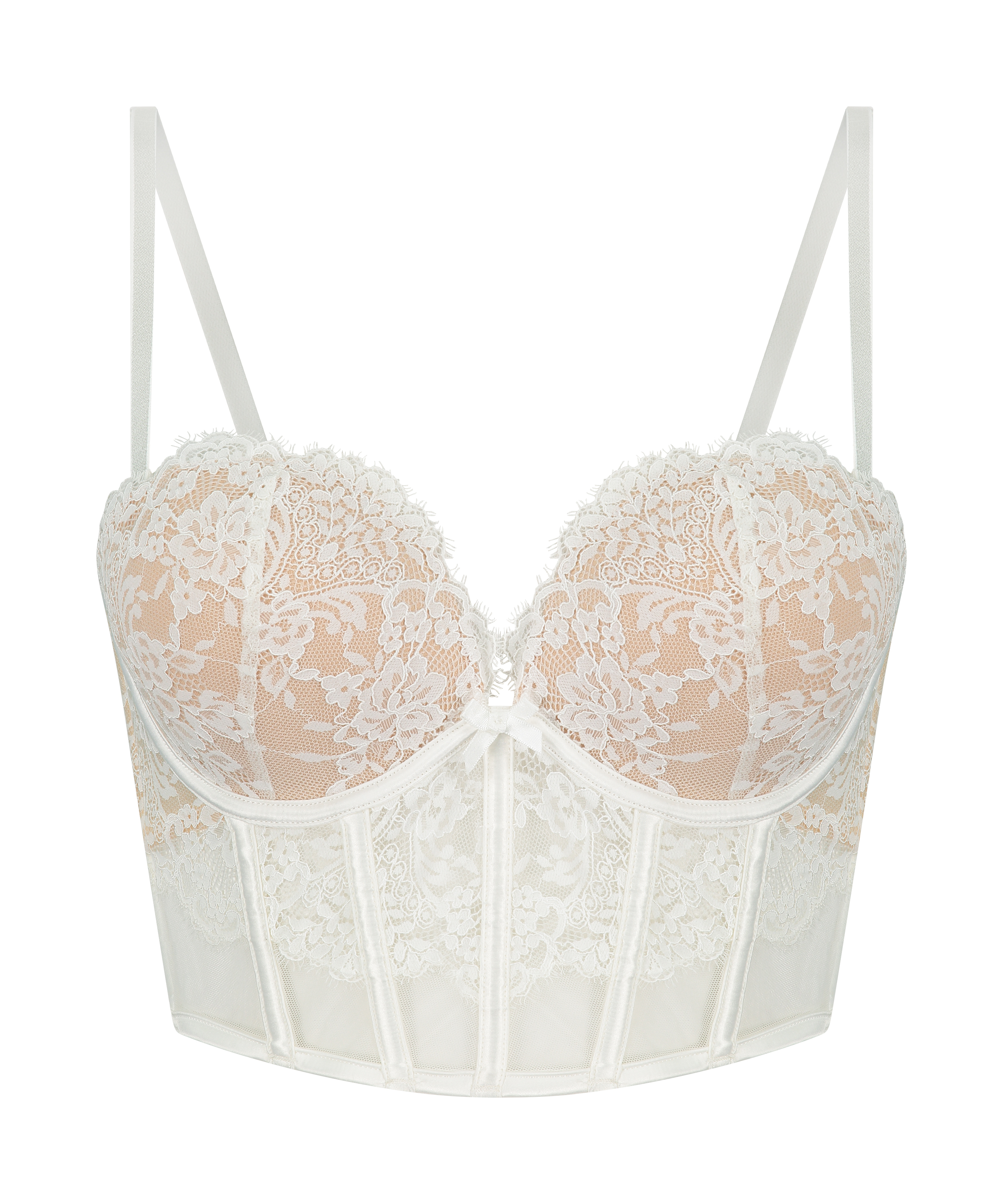 Chlo Padded Underwired Longline Maximizer Bra, White, main