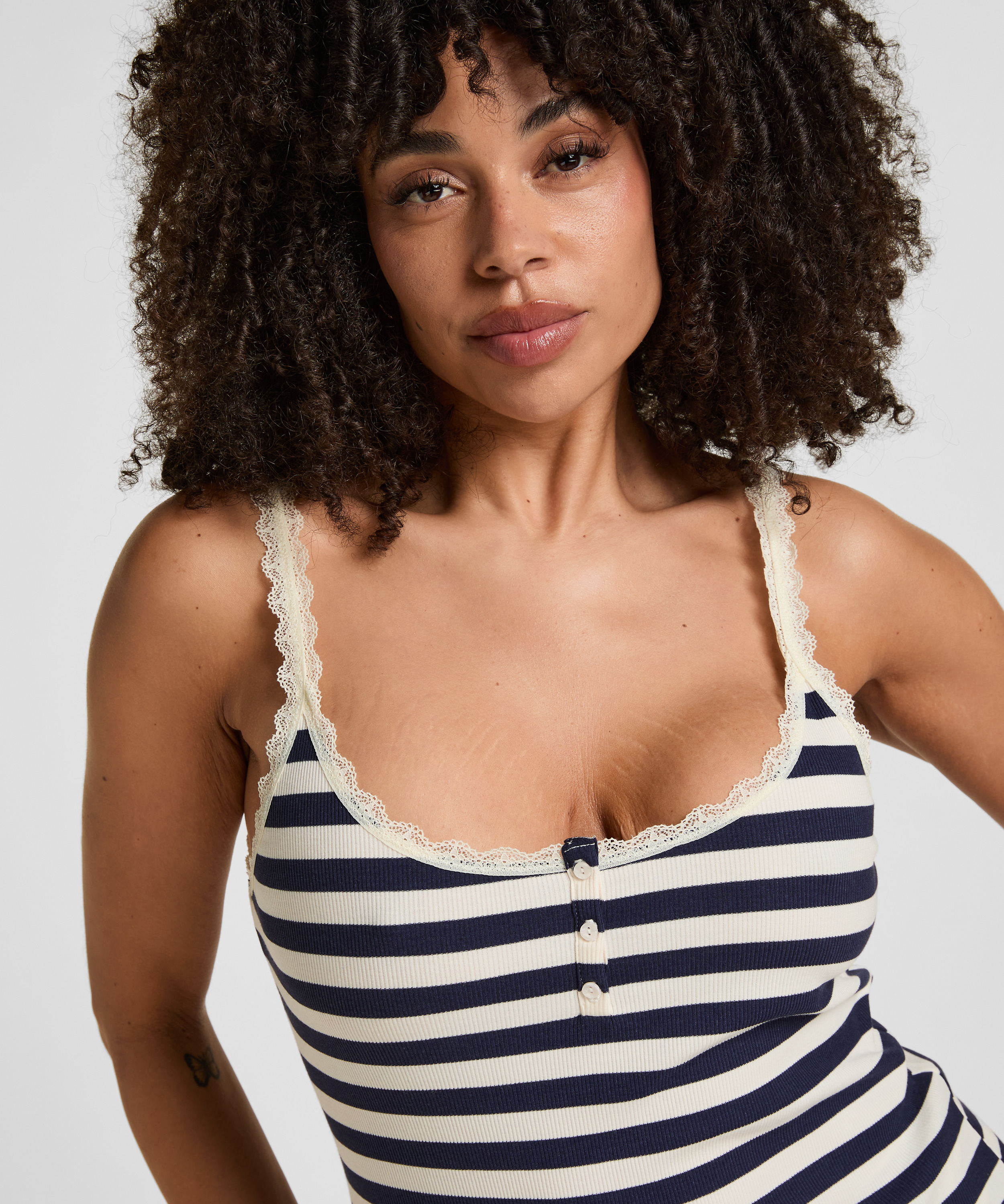 Singlet Rib Jersey Lace, Blue, main