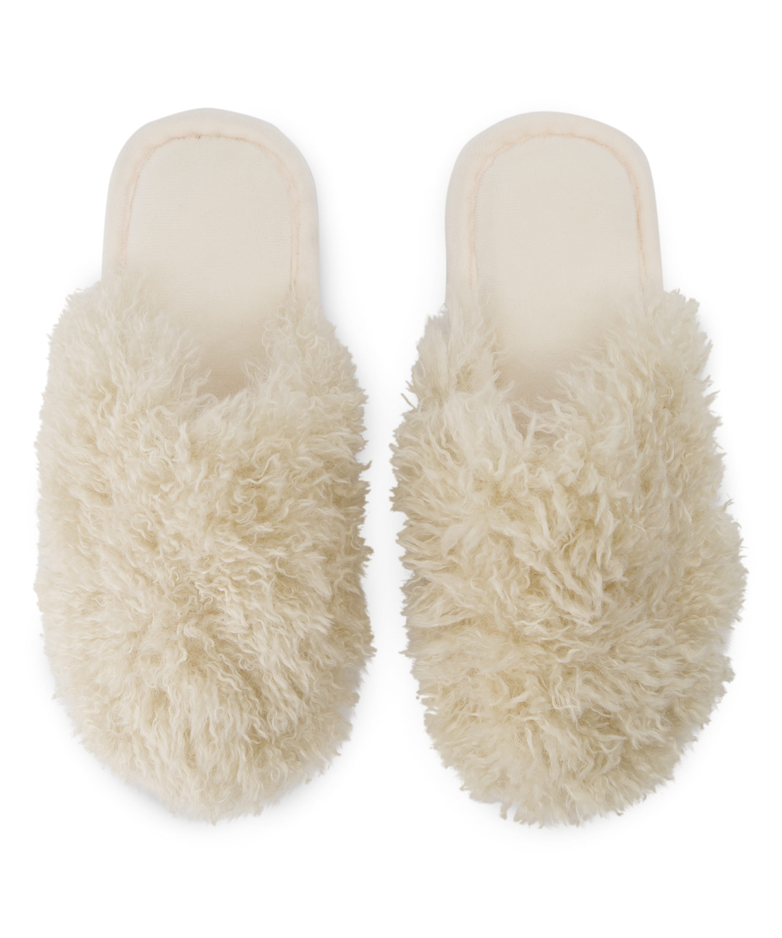 Fake Fur Slippers, Beige, main