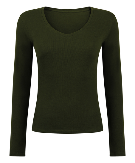 Longsleeved Top with Rib, Green