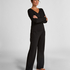 Longsleeved Pyjama Top Henley, Black