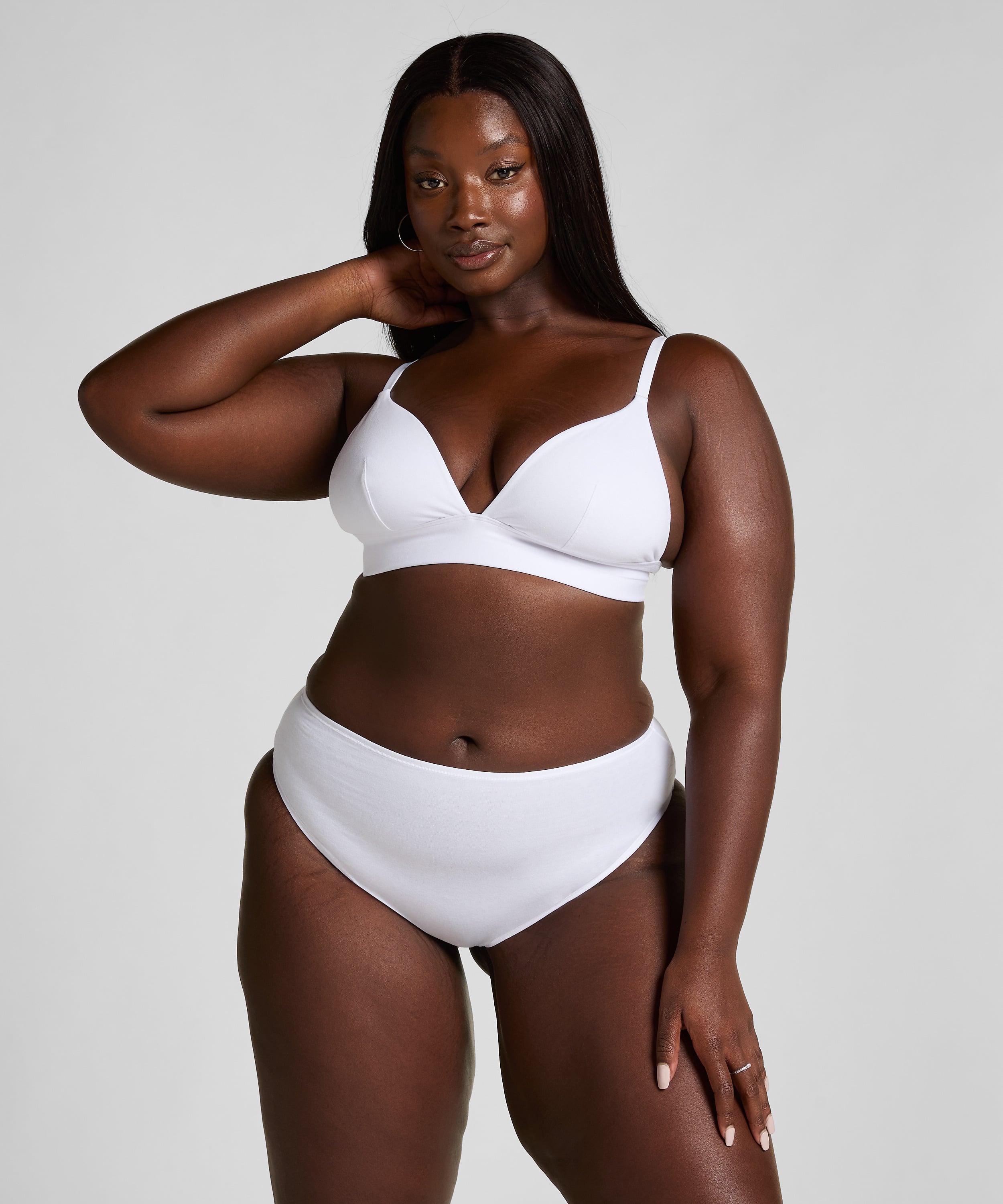 Cotton High Leg Brazilian, White, main