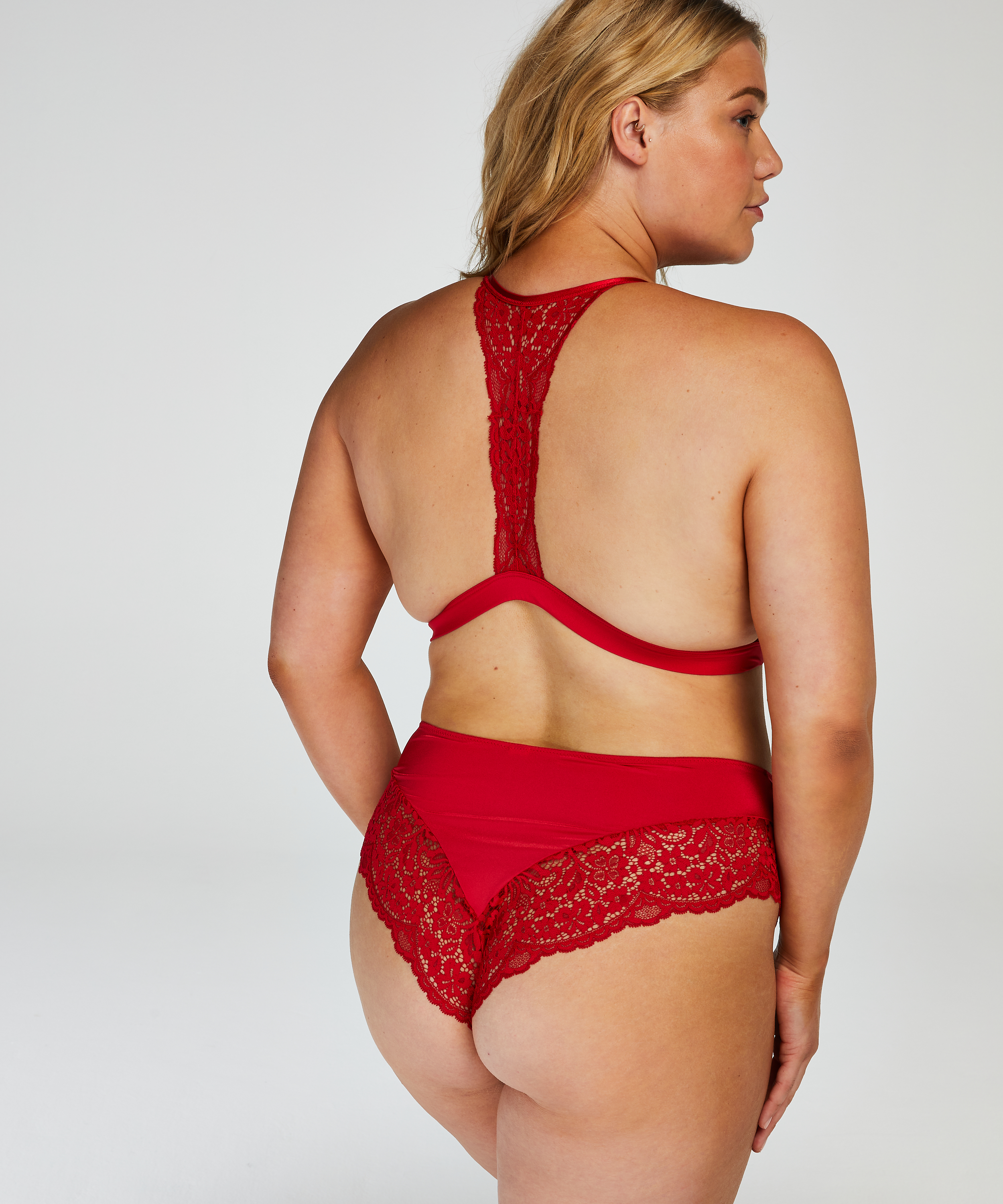 Rose Padded Triangle Bralette, Red, main
