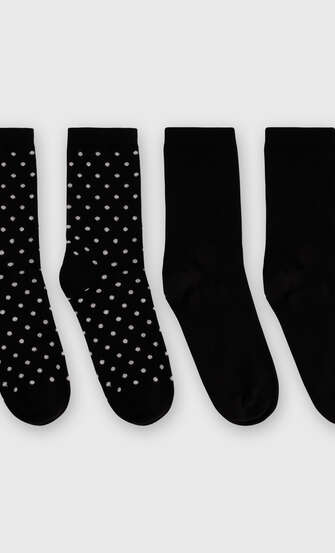 2 pairs of polka socks, Black