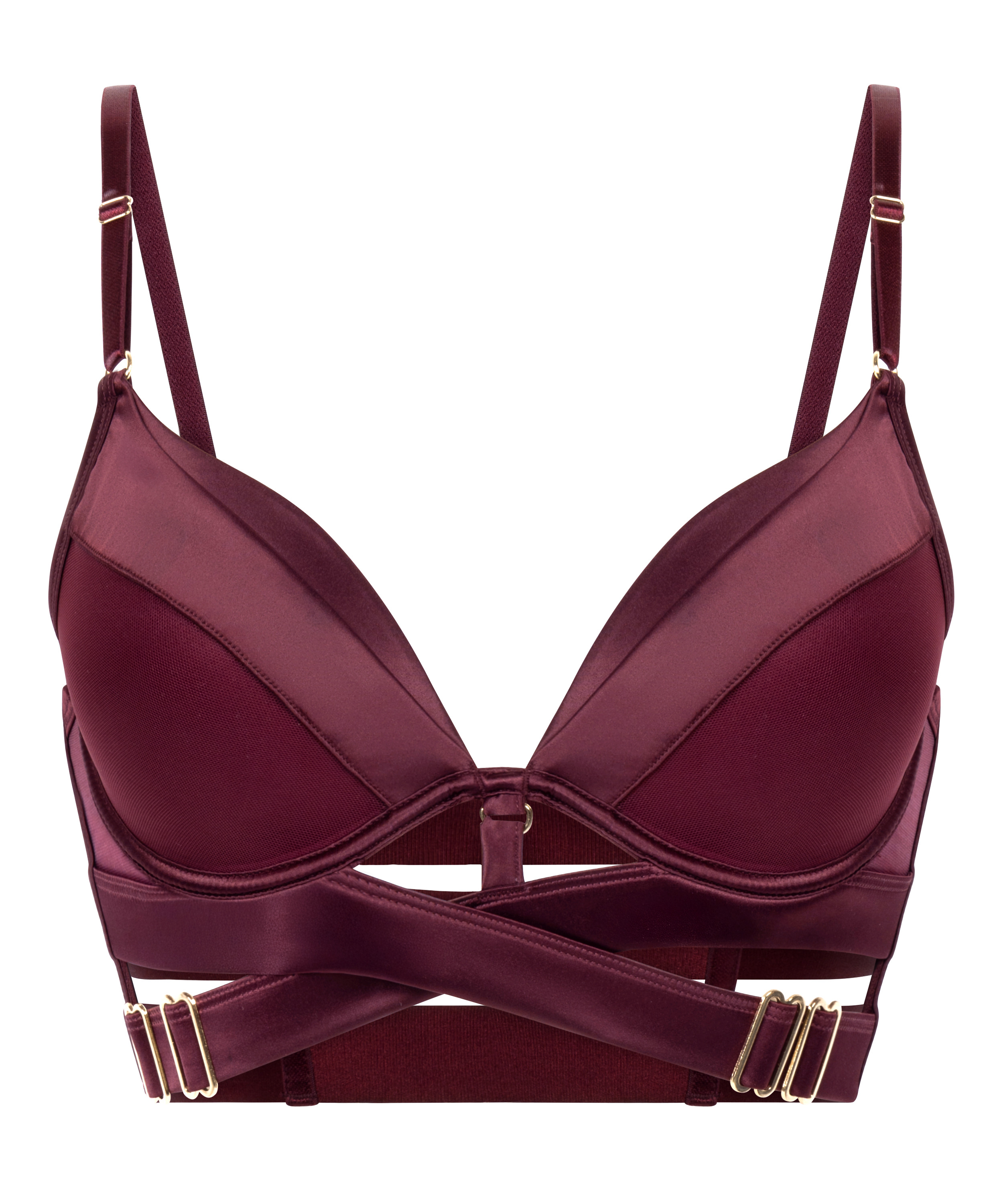 Colette Padded Underwired Longline Push-Up Bra, Purple, main