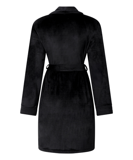 Velours short bathrobe, Black