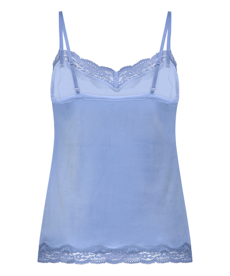 Velours Lace Cami Top, Blue