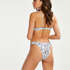 Paisley high-cut brazilian bikini bottoms, White