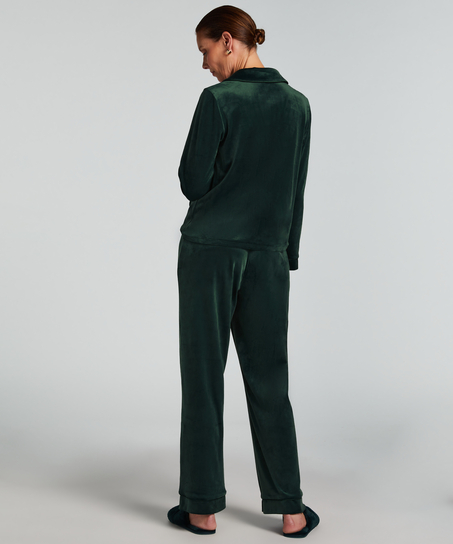 Velvet Pyjama Pants, Green
