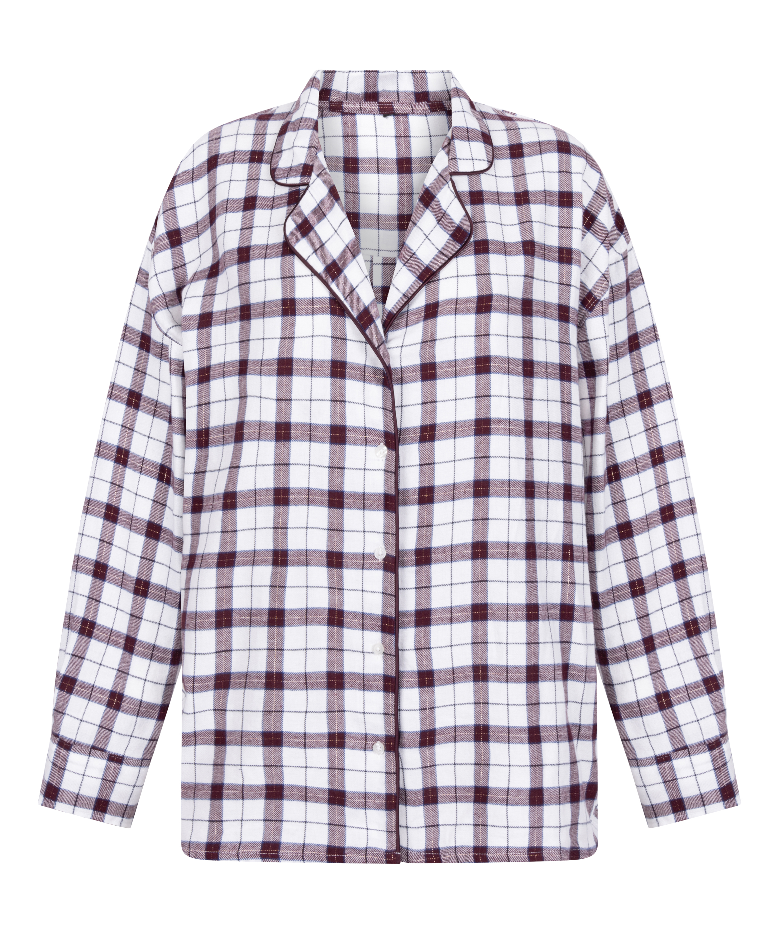Flannel Pyjama Top, White, main