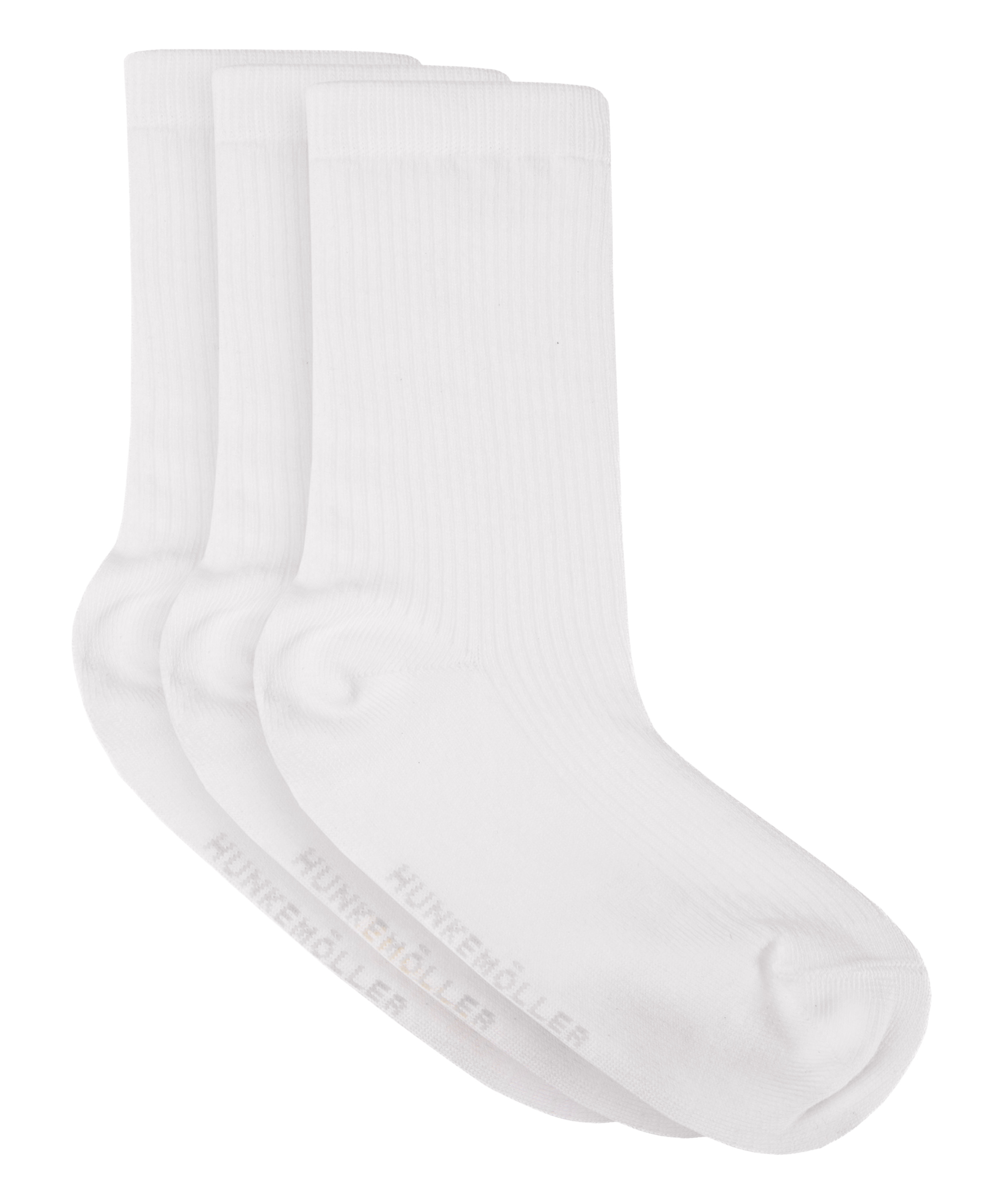 3-Pack Cotton Crew Socks, White, main