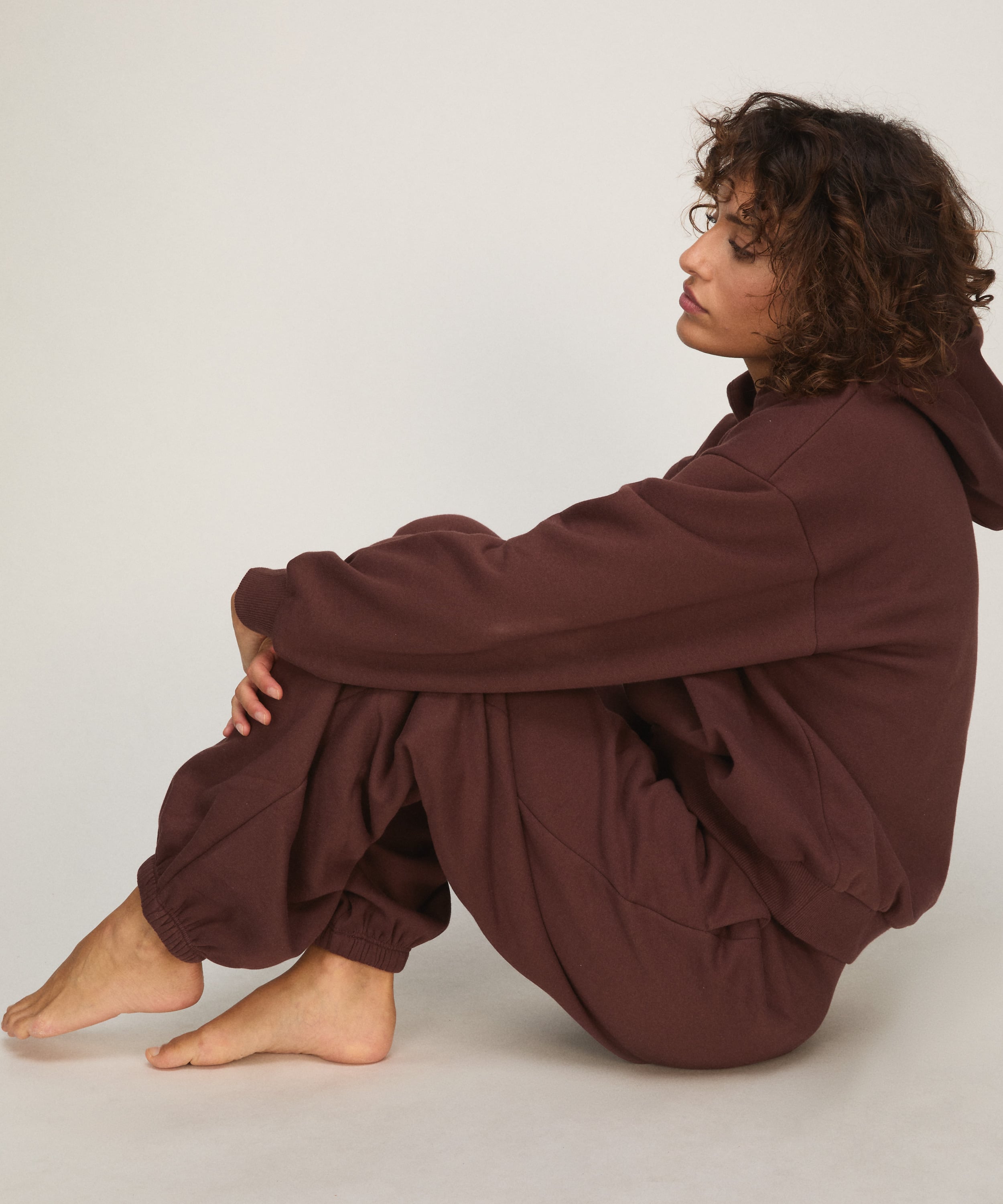 Jogger brushed sweat, Brown, main
