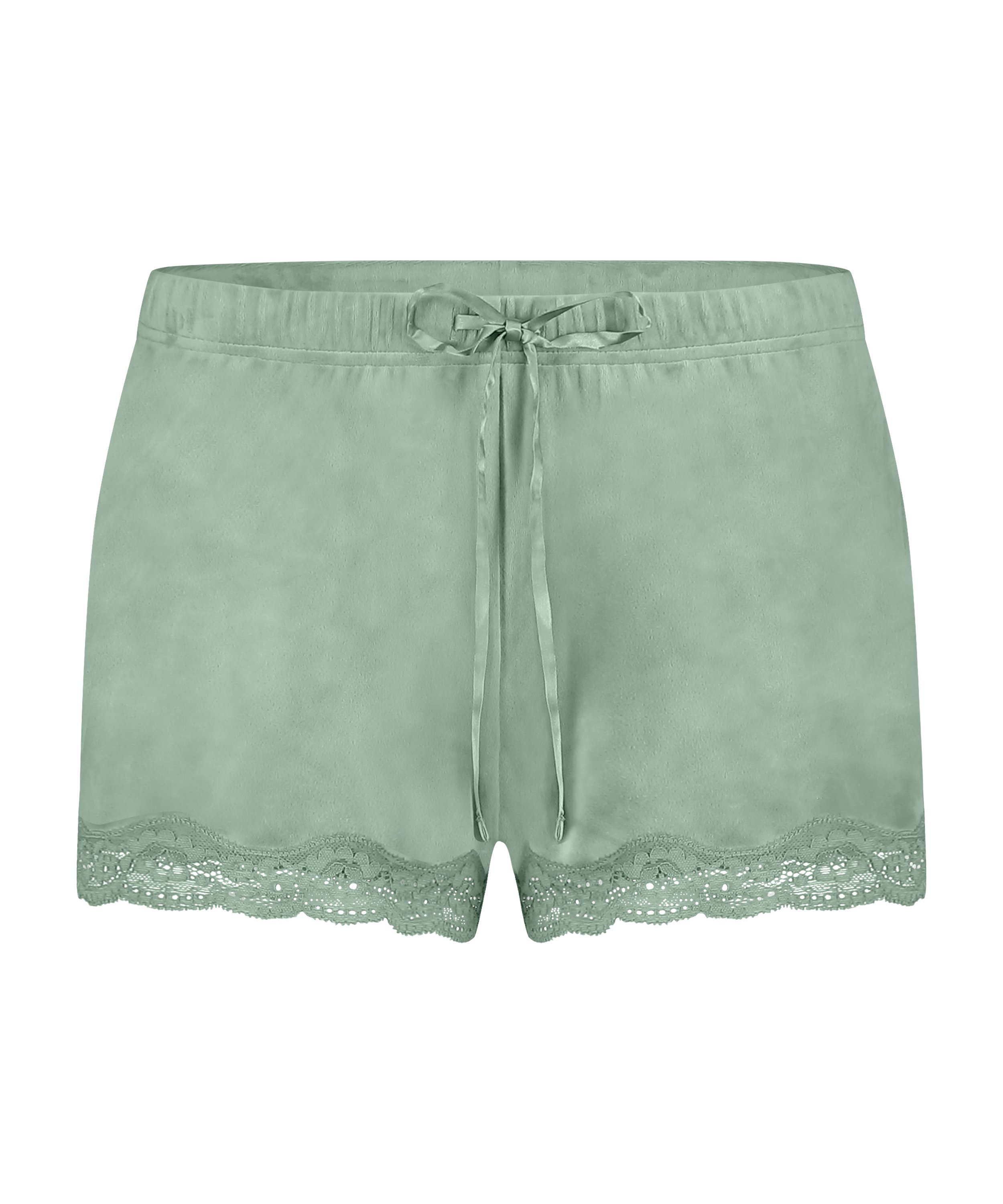 Velvet lace shorts, Green, main