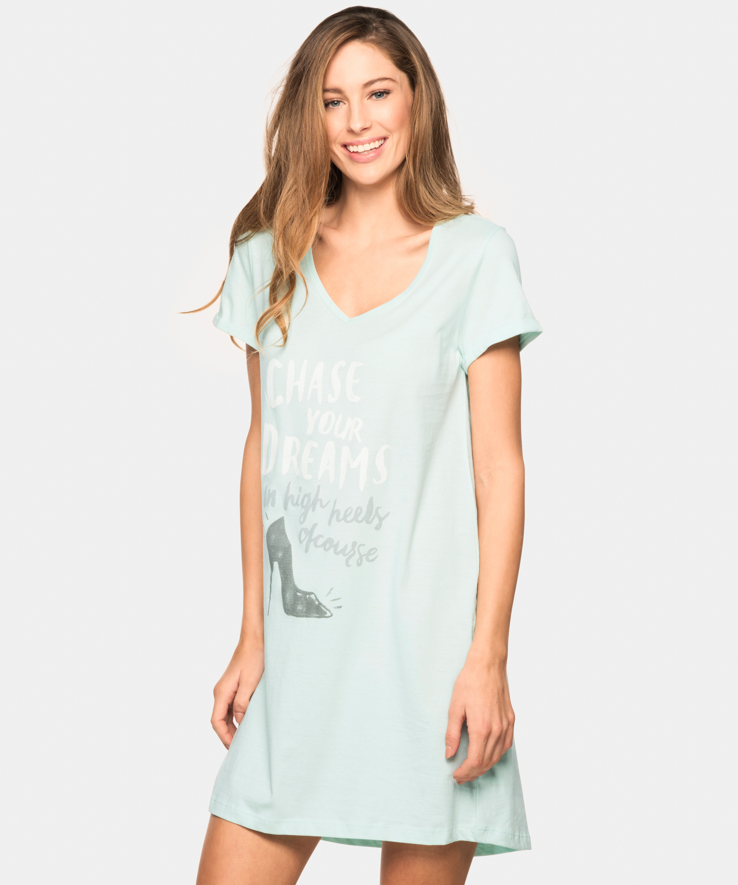 Nightshirt V-neck, Green, main