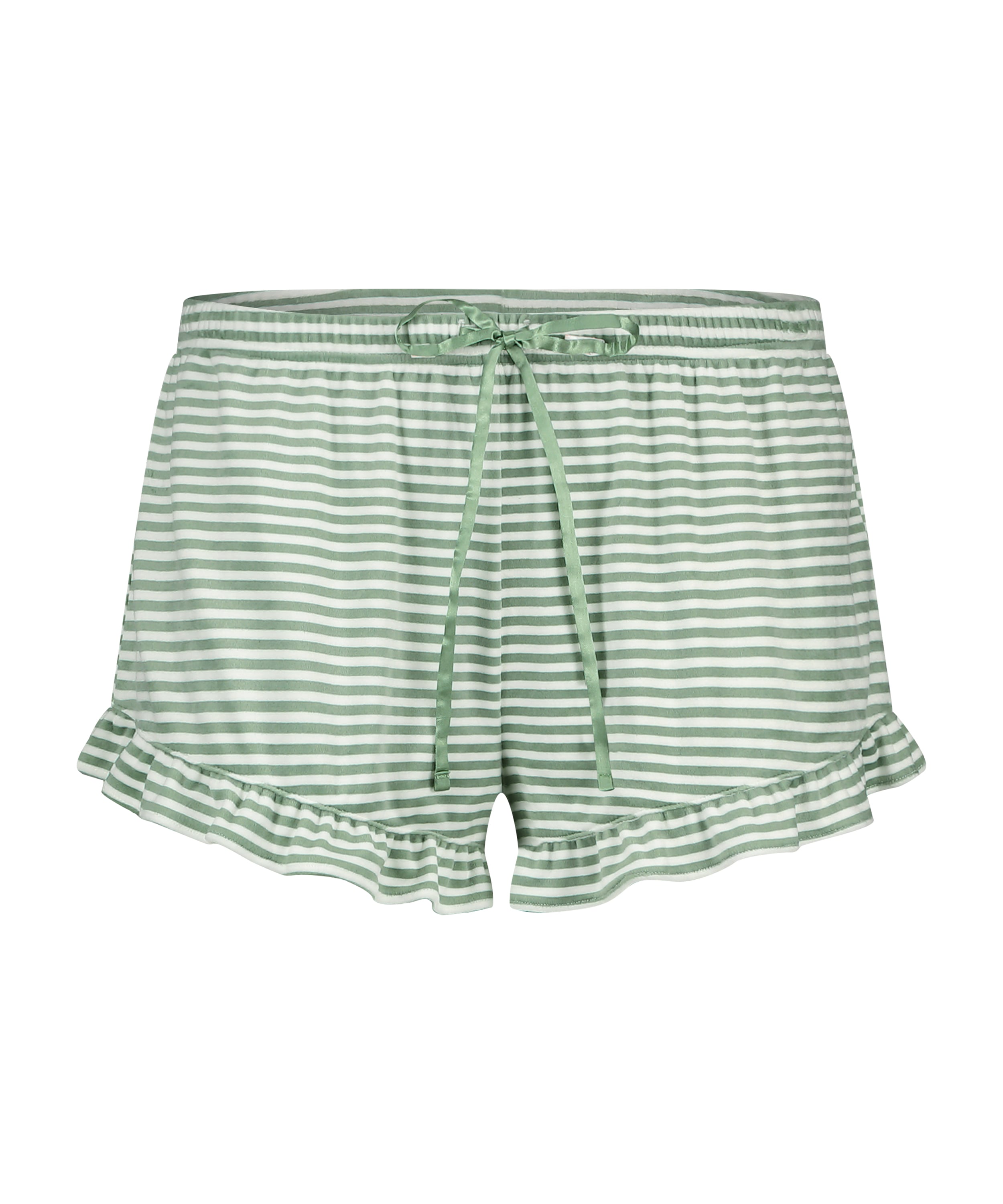 Velours Ruffle Shorts, Green, main