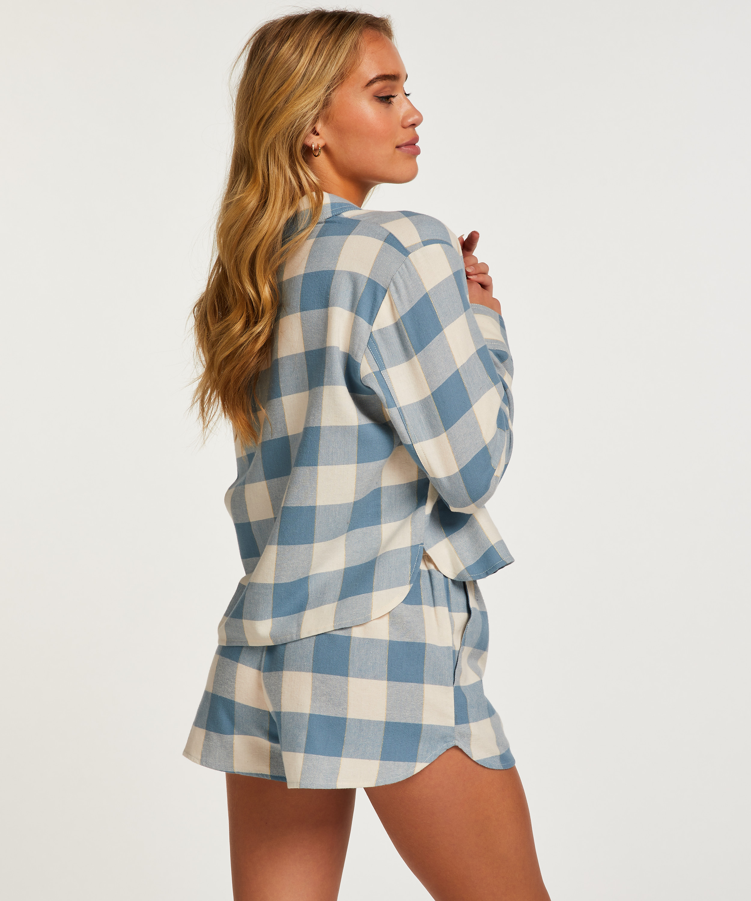 Twill Check shorts, Blue, main