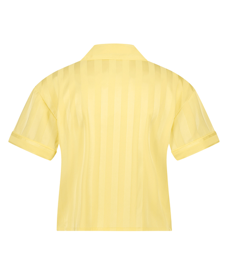 Satin Short-Sleeved Jacket, Yellow