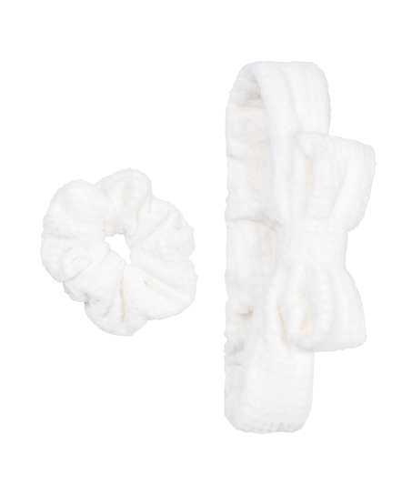 Headband and Scrunchie, White