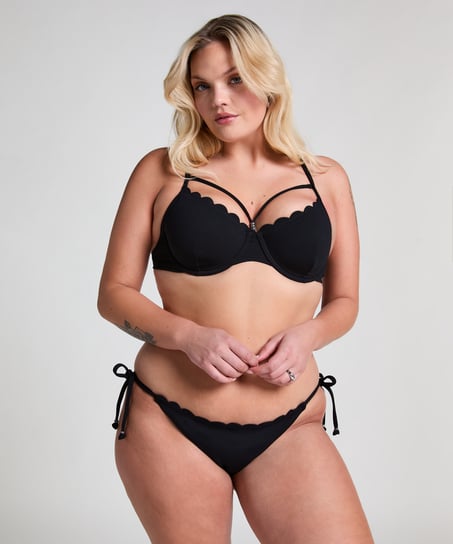 Scallop Bikini Bottoms, Black