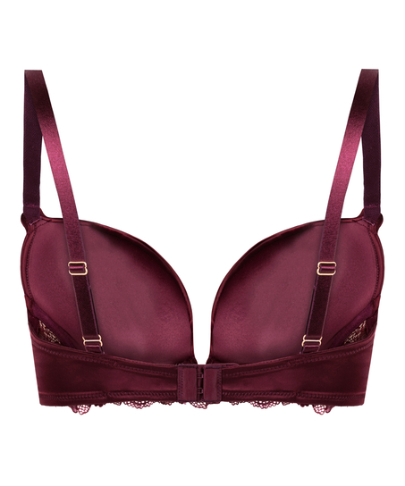 Avela Padded Underwired Longline Push-Up Bra, Red