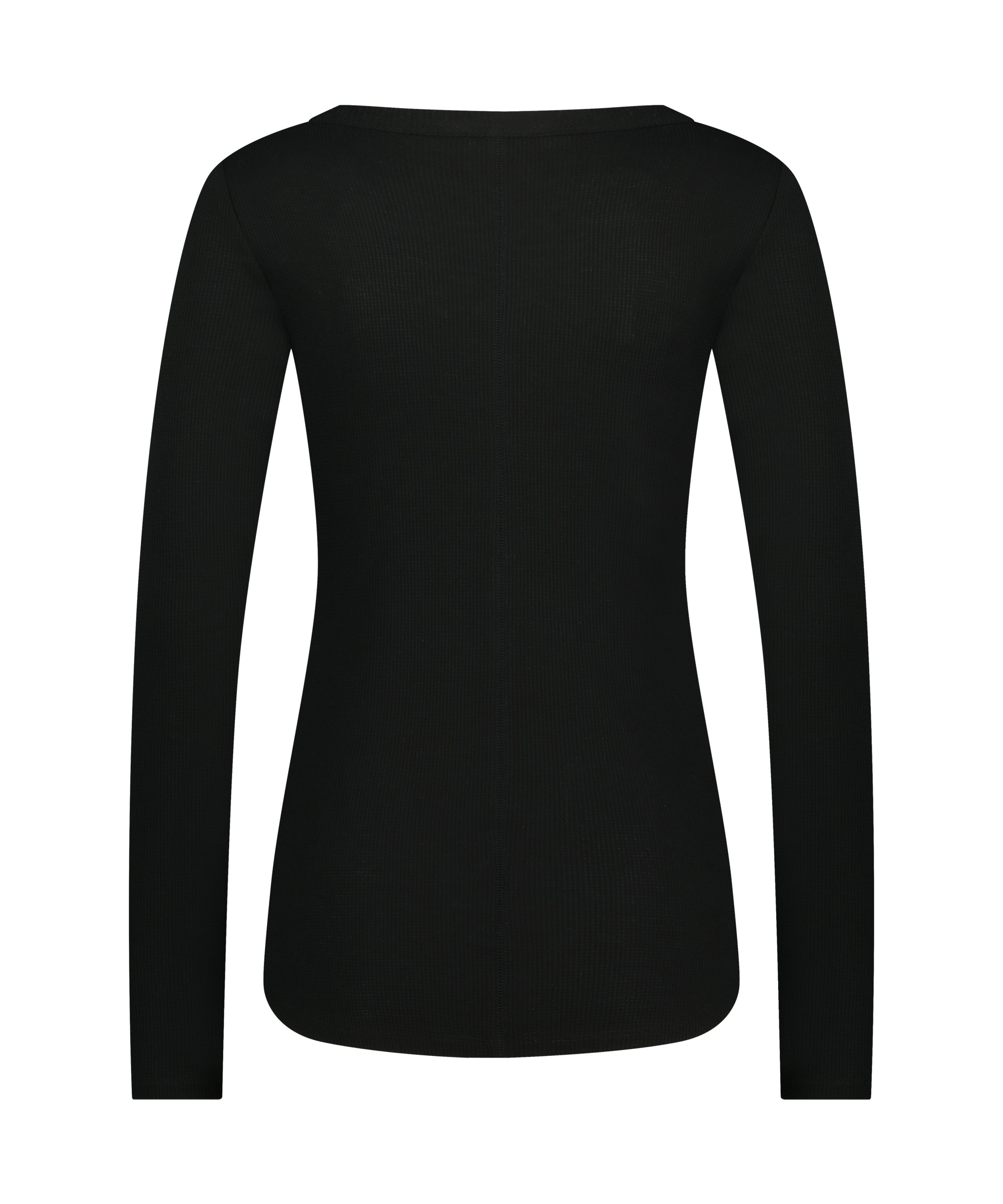 Long-Sleeved Pyjama Top, Black, main
