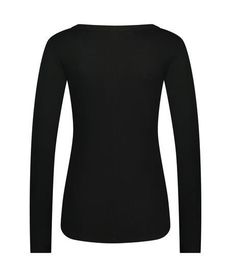 Long-Sleeved Pyjama Top, Black