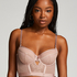 Malika padded longline underwired bra, Pink