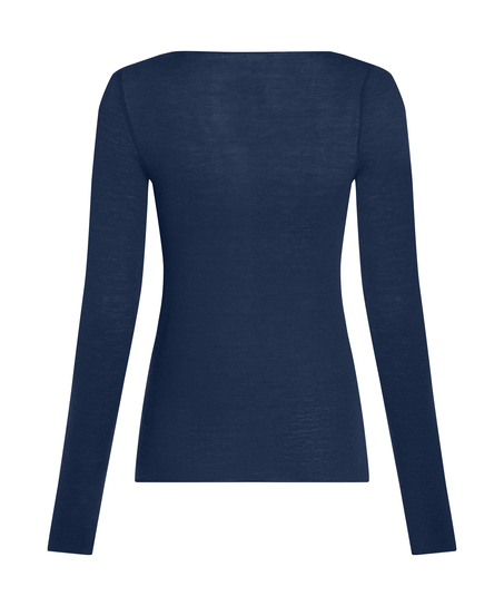 super soft Boatneck Shirt with Cashmere, Blue