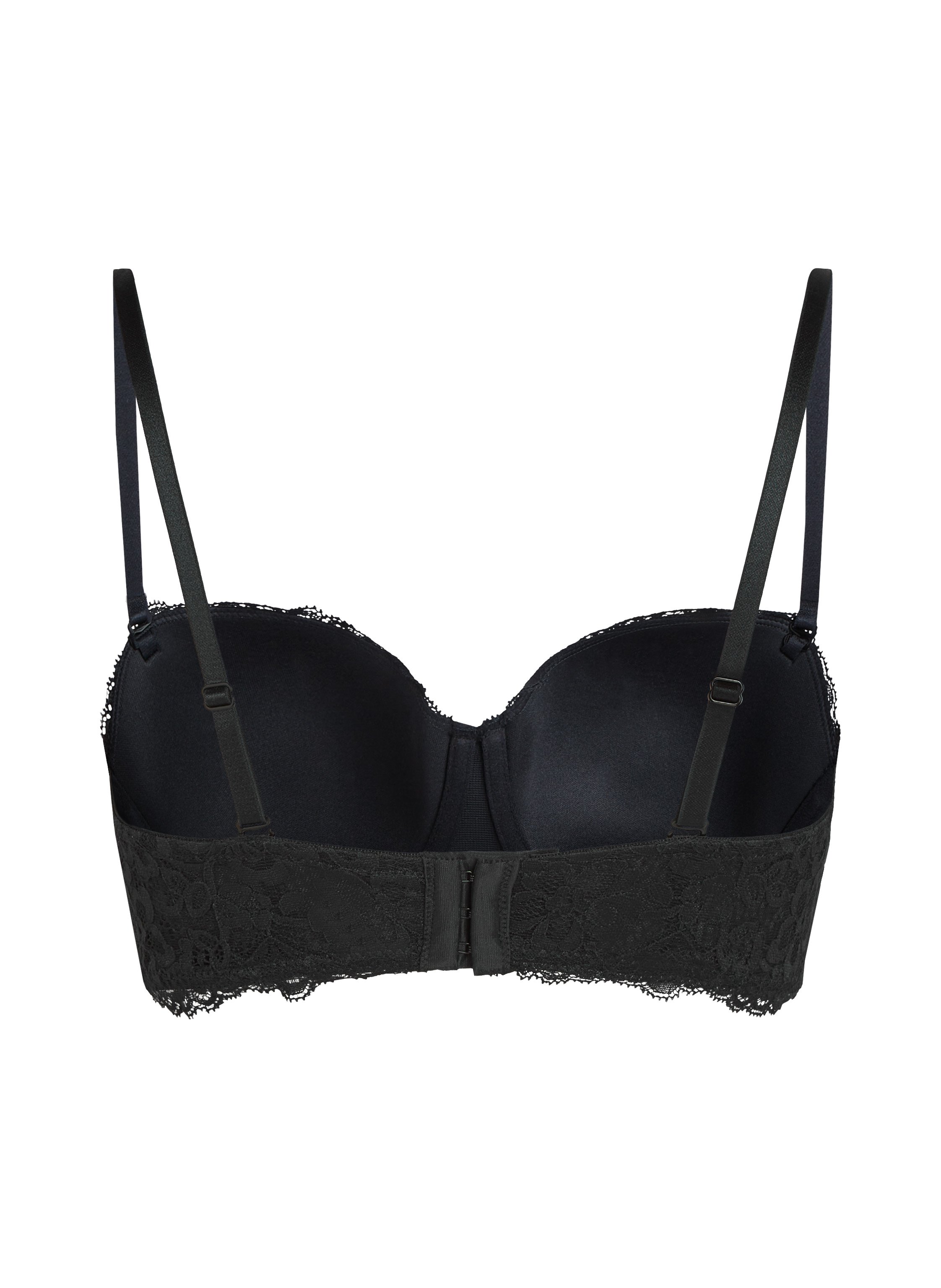 Marine Padded Underwired Strapless Bra, Black, main