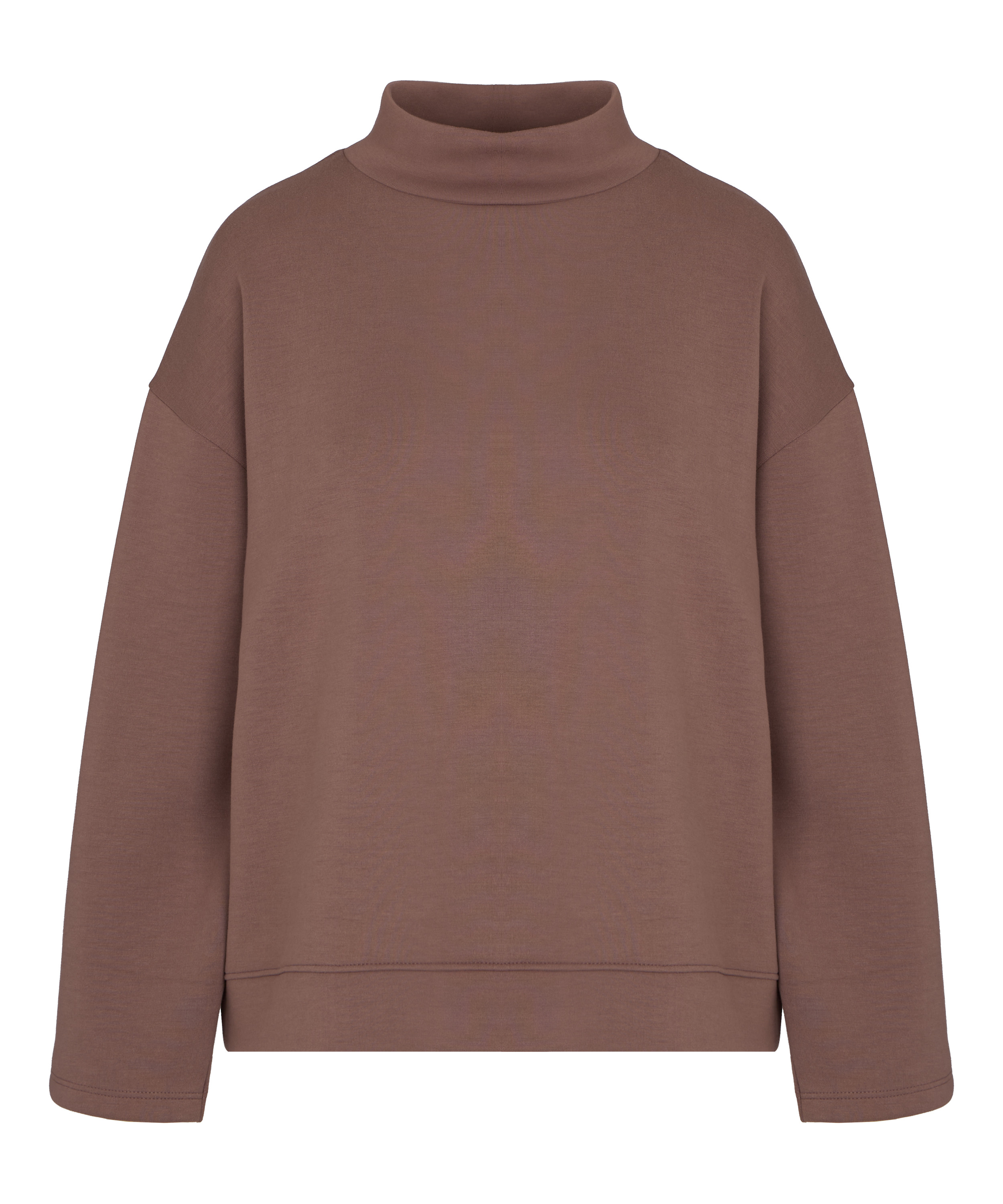 Top viscose mock neck, Brown, main