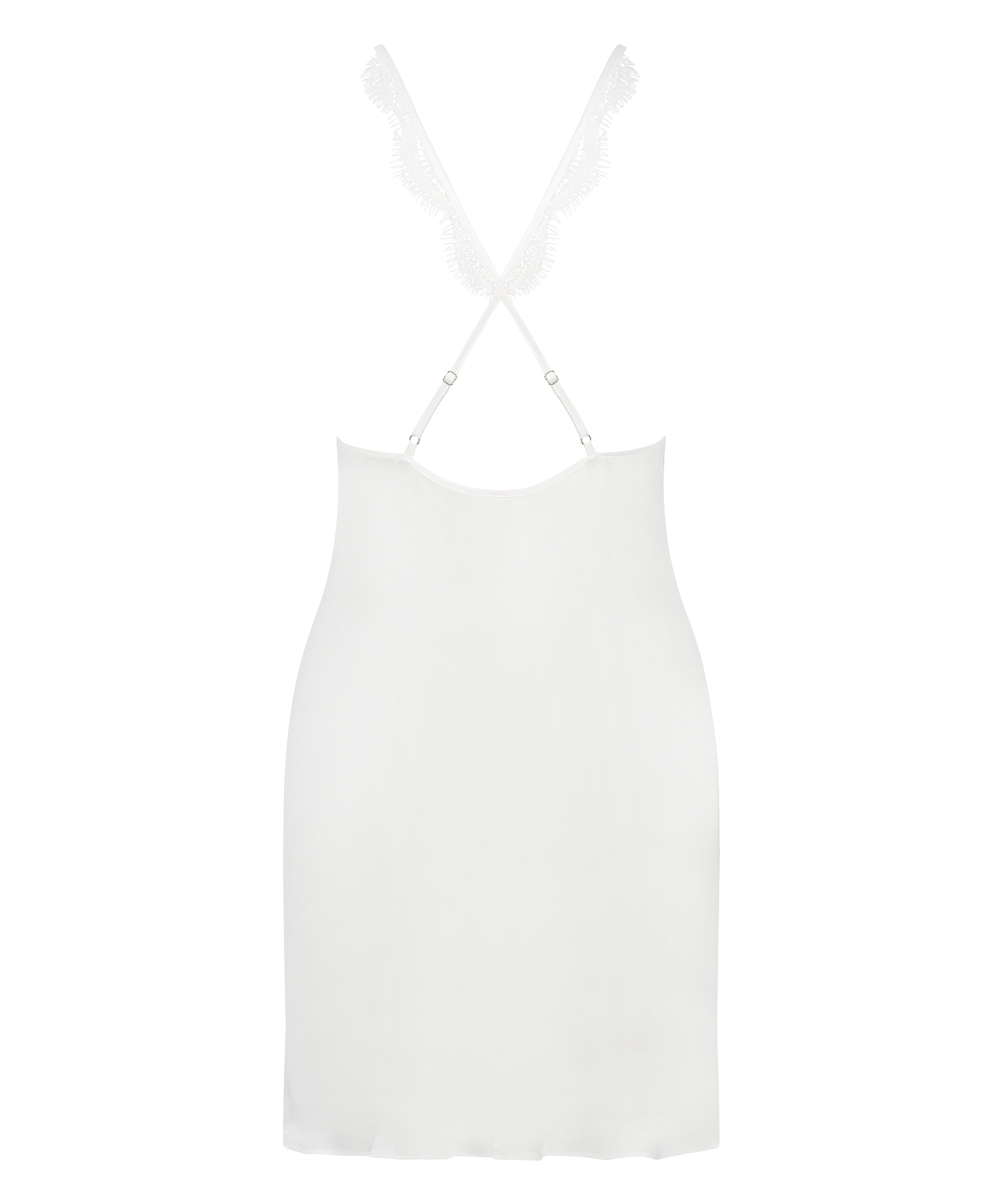 Satin Slip Dress, White, main
