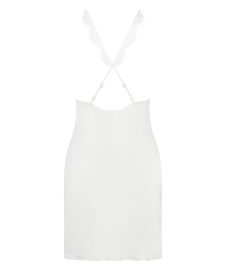 Satin Slip Dress, White