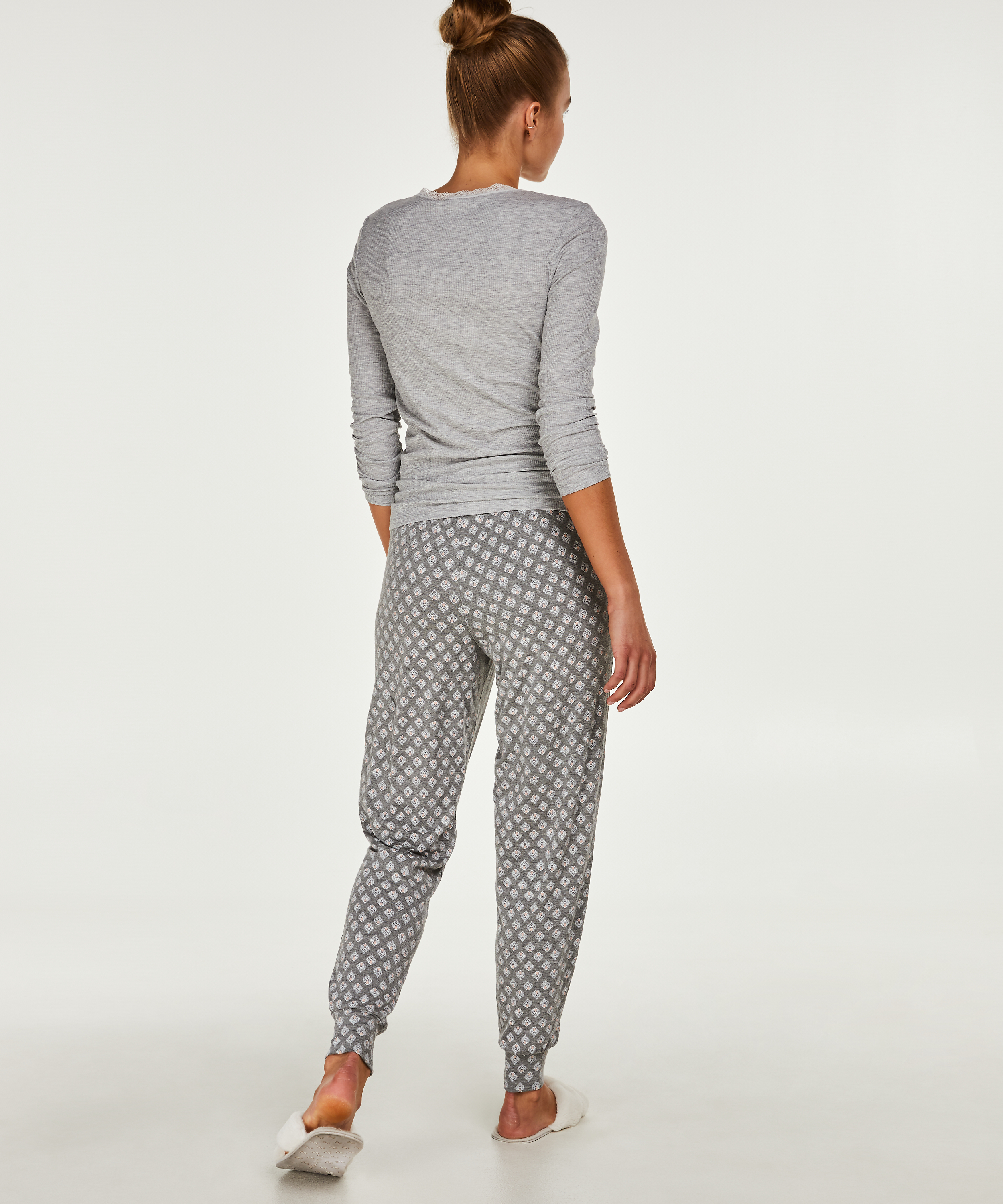 LS ribbed top R-neck, Gray, main