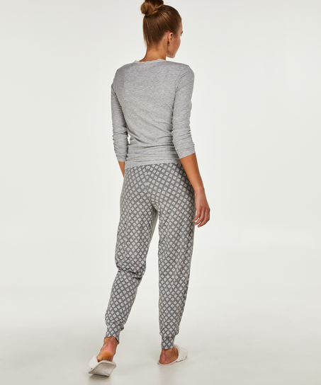 LS ribbed top R-neck, Gray