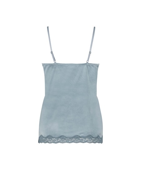 Velours Lace Cami Top, Blue