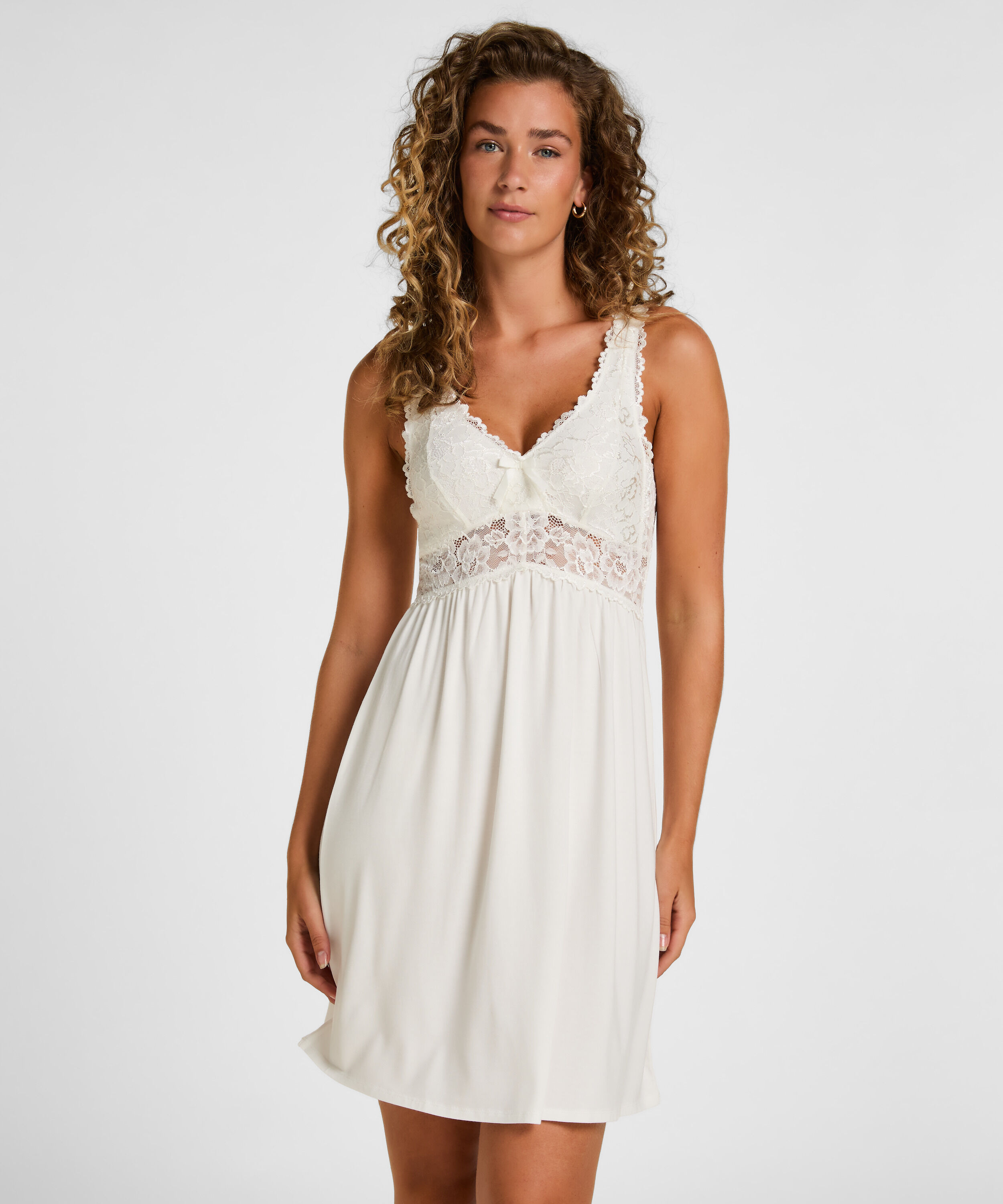 Nora Lace Slip Dress, White