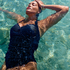Shaping Halter Scallop Swimsuit, Blue