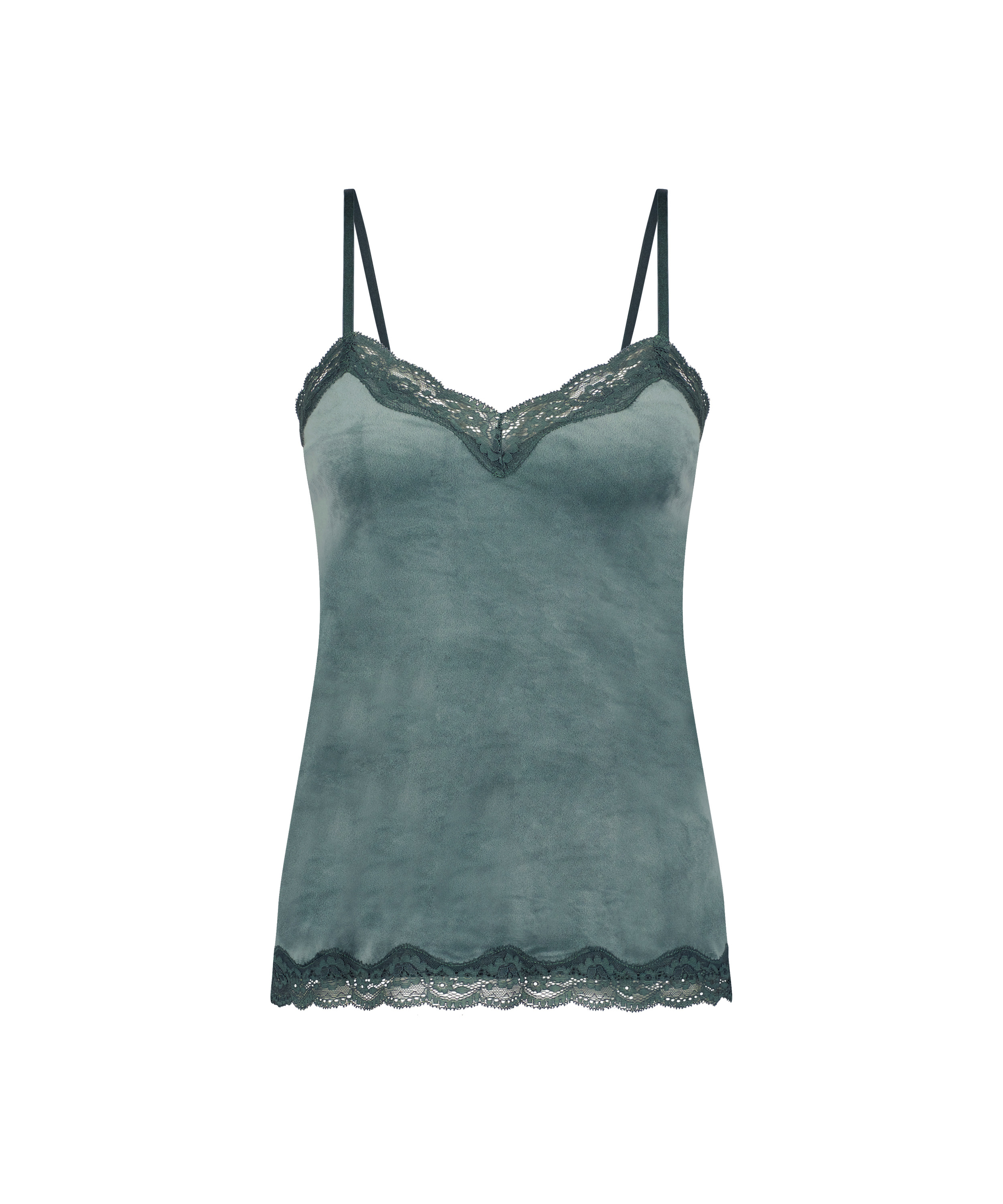 Velours Lace Cami Top, Green, main