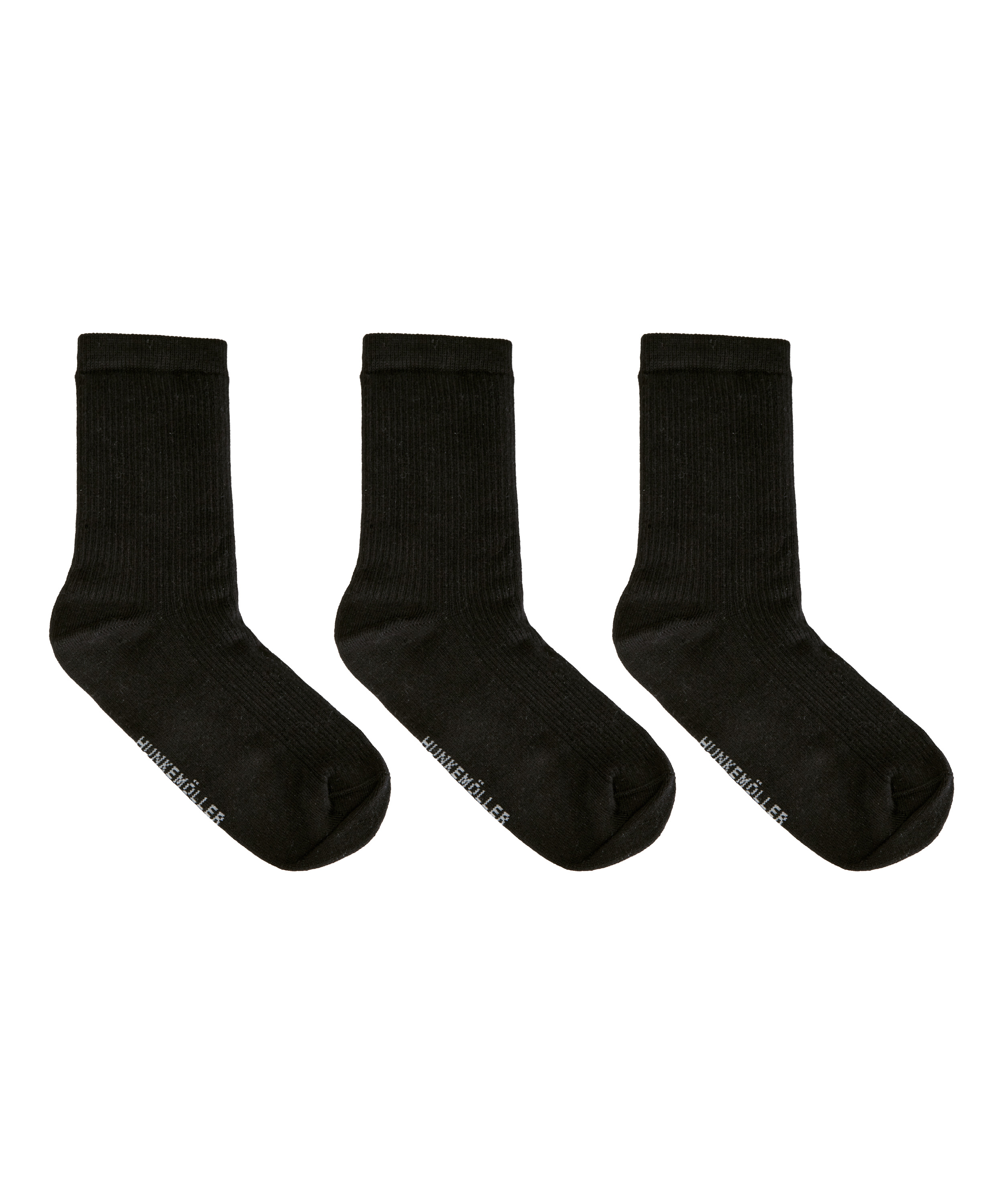 3-Pack Cotton Crew Socks, Black, main