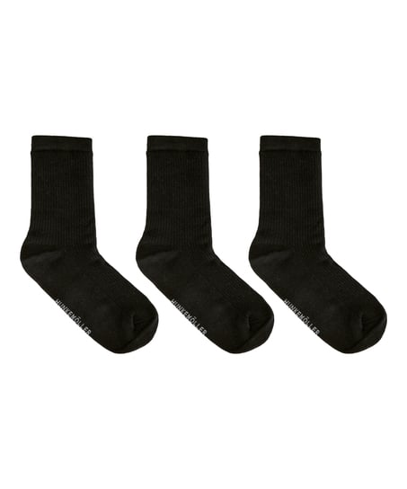 3-Pack Cotton Crew Socks, Black
