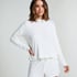 Long-sleeved Knitted Ribbed Pyjama Top, White