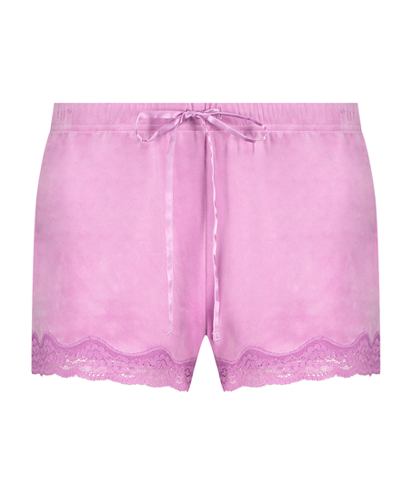 Velvet lace shorts, Pink