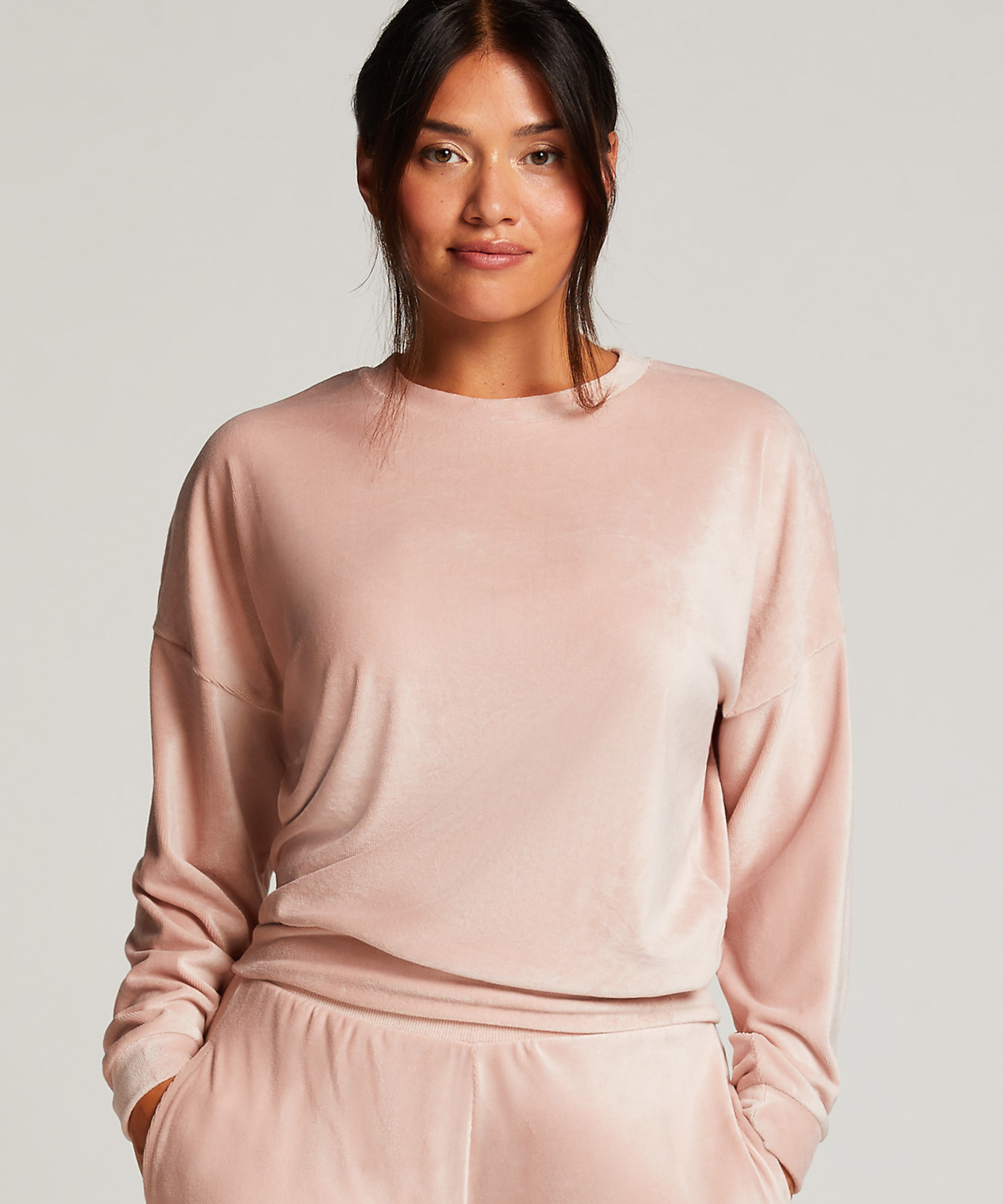 Velours top, Pink, main