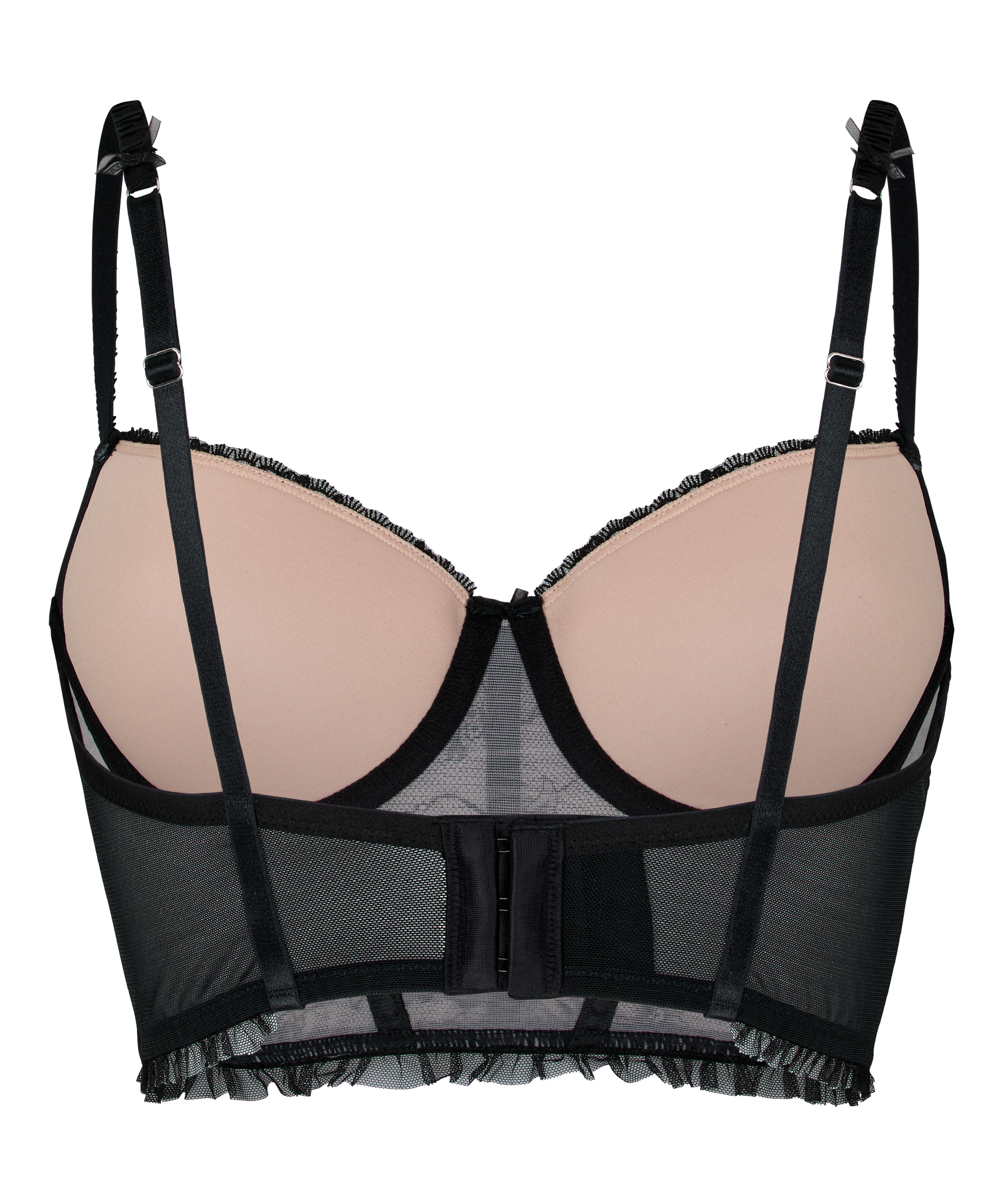 Padded Underwired Longline Bra Felicity, Black, main