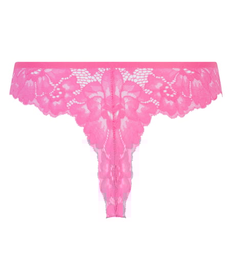 Lace Back Invisible Thong, Pink