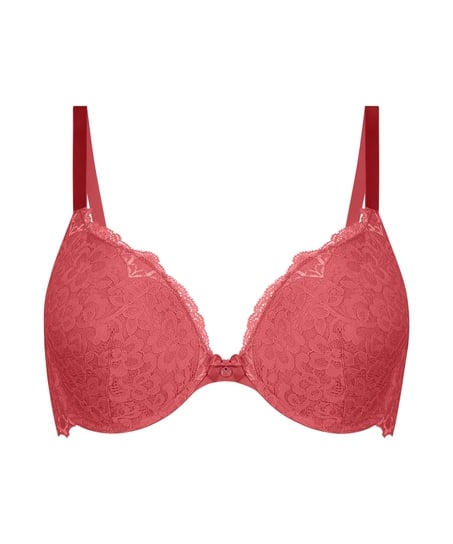 Marine Padded Push-Up Underwired Bra, Red