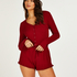 Brushed Short Onesie, Red