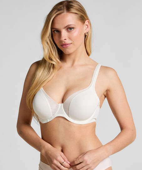 Mesh non-padded underwired bra, White
