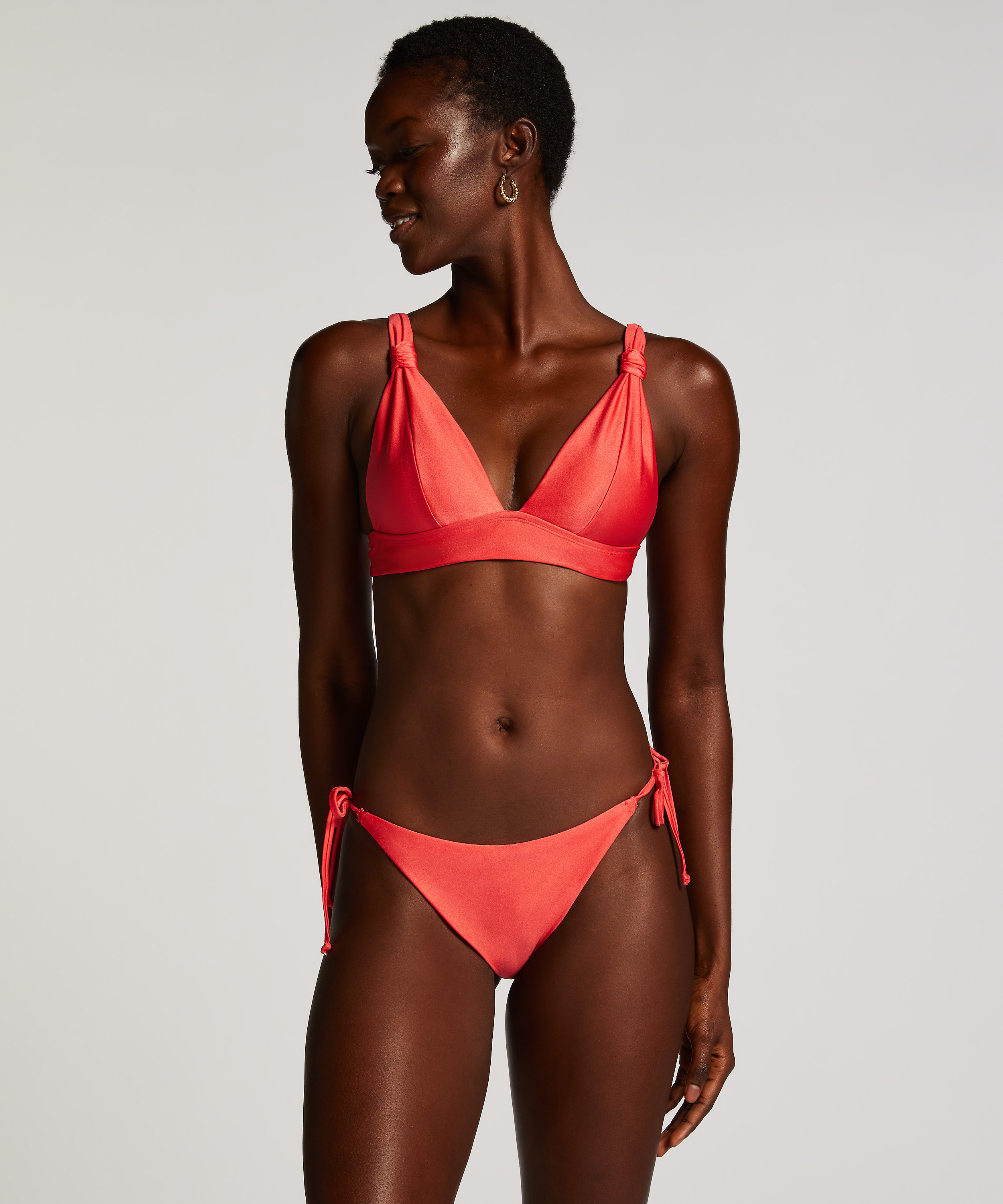 Luxe Triangle Bikini Top, Red, main